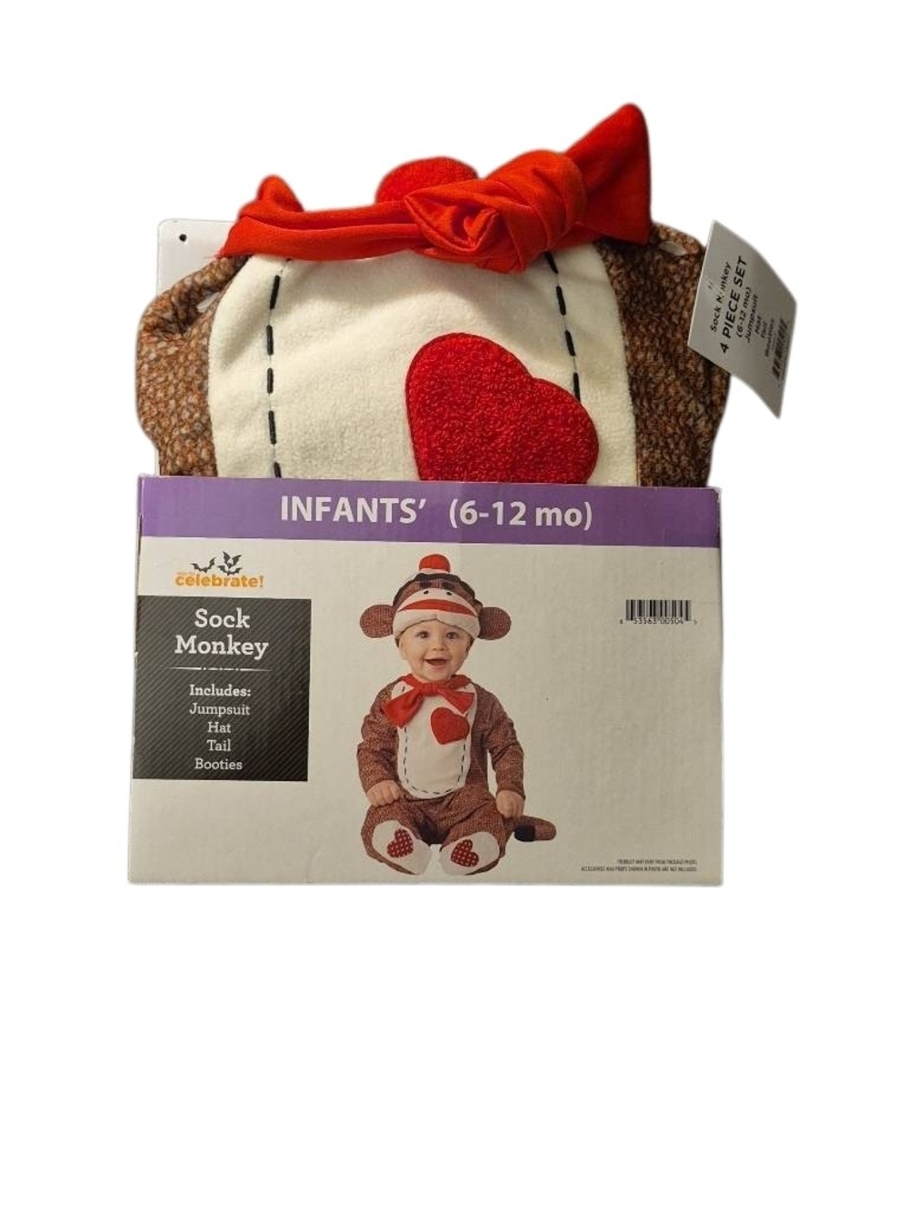 Celebrate It Sock Monkey Infant Costume Set - Red, Brown, Cream